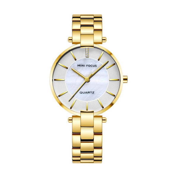 Mini Focus Gold Stainless Steel Mother Of Pearl Dial Quartz Watch for Ladies - MF0224L-02