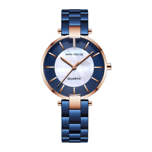 Mini Focus Blue Stainless Steel Mother Of Pearl Dial Quartz Watch for Ladies - MF0224L-04