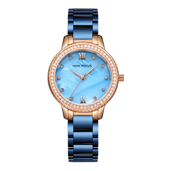Mini Focus Blue Stainless Steel Mother Of Pearl Dial Quartz Watch for Ladies - MF0226L-04