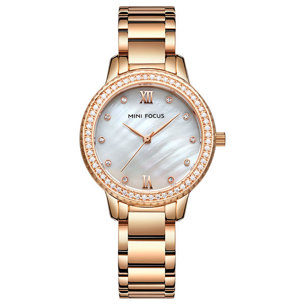 Mini Focus Rose Gold Stainless Steel Mother Of Pearl Dial Quartz Watch for Ladies - MF0226L-02