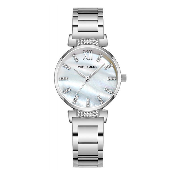 Mini Focus Silver Stainless Steel Mother Of Pearl Dial Quartz Watch for Ladies - MF0227L-01