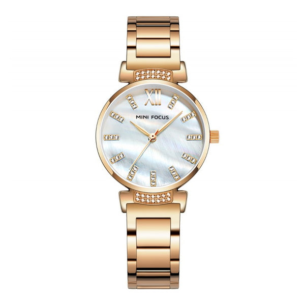 Mini Focus Rose Gold Stainless Steel Mother Of Pearl Dial Quartz Watch for Ladies - MF0227L-03