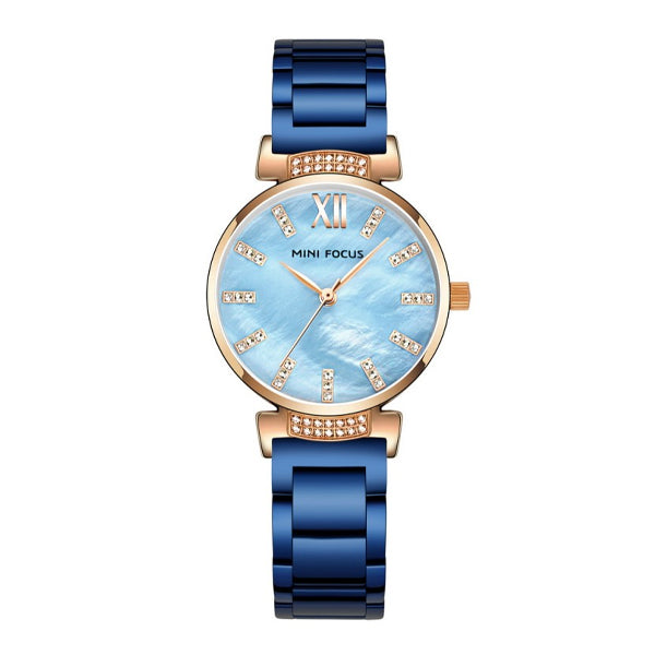 Mini Focus Blue Stainless Steel Mother Of Pearl Dial Quartz Watch for Ladies - MF0227L-04
