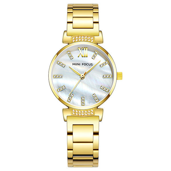 Mini Focus Gold Stainless Steel Mother Of Pearl Dial Quartz Watch for Ladies - MF0227L-02