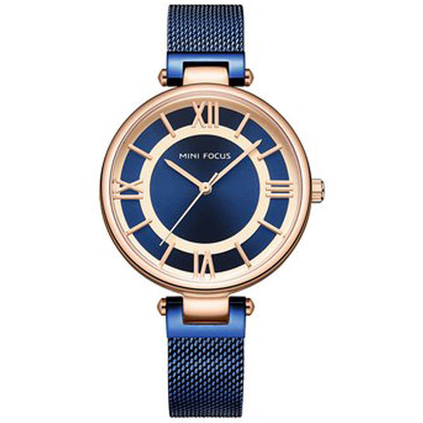 Mini Focus Blue Mesh Bracelet Blue Dial Quartz Watch for Ladies - MF0234L-04