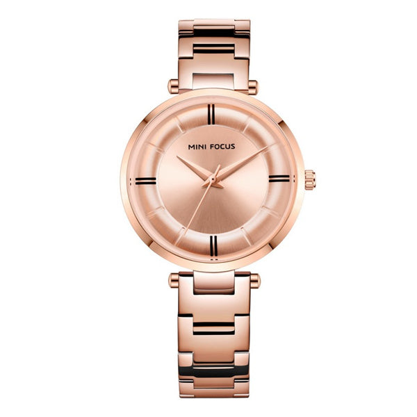 Mini Focus Rose Gold Stainless Steel Rose Gold Dial Quartz Watch for Ladies - MF0235L-02