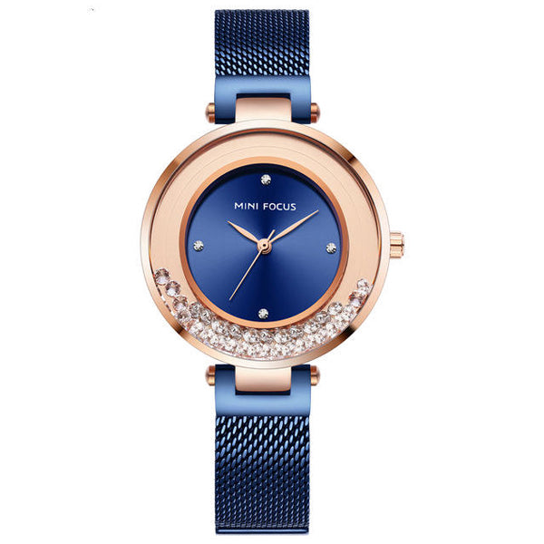 Mini Focus Blue Mesh Bracelet Blue Dial Quartz Watch for Ladies - MF0254L-04