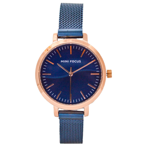 Mini Focus Blue Mesh Bracelet Blue Dial Quartz Watch for Ladies - MF0261L-04