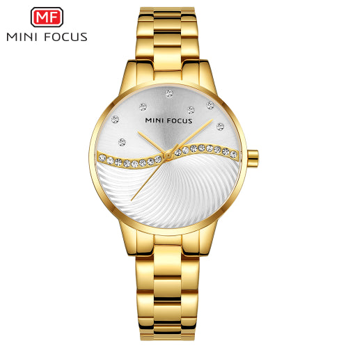 Mini Focus Gold Stainless Steel Silver Dial Quartz Watch for Ladies - MF0263L-01