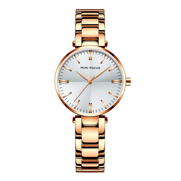 Mini Focus Rose Gold Stainless Steel Silver Dial Quartz Watch for Ladies - MF0265L-03