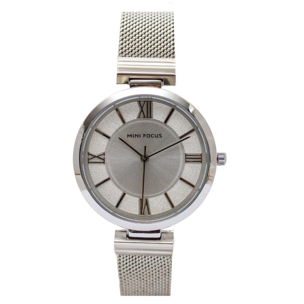 Mini Focus Silver Mesh Bracelet Silver Dial Quartz Watch for Ladies - MF0272L-02