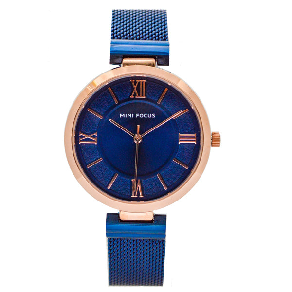 Mini Focus Blue Mesh Bracelet Blue Dial Quartz Watch for Ladies - MF0272L-04