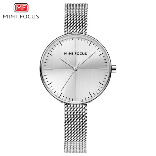 Mini Focus Silver Mesh Bracelet Silver Dial Quartz Watch for Ladies - MF0275L-02