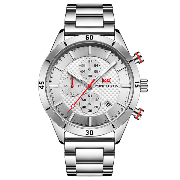 Mini Focus Silver Stainless Steel Silver Dial Chronograph Quartz Watch for Gents - MF0283G-01