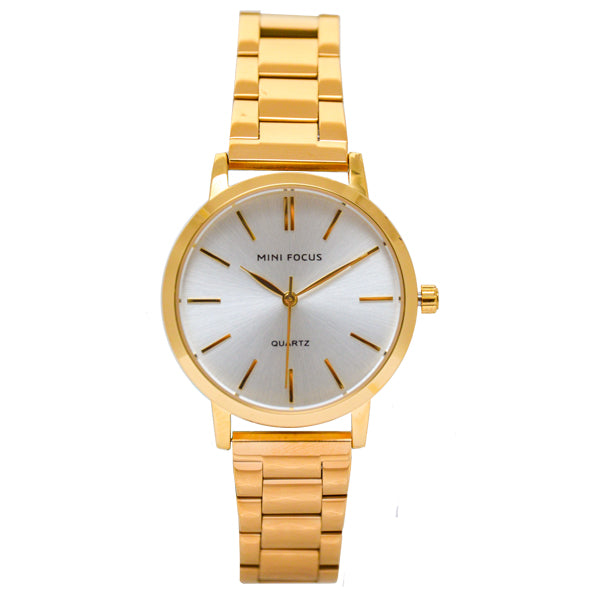 Mini Focus Gold Stainless Steel Silver Dial Quartz Watch for Ladies - MF0307L-02