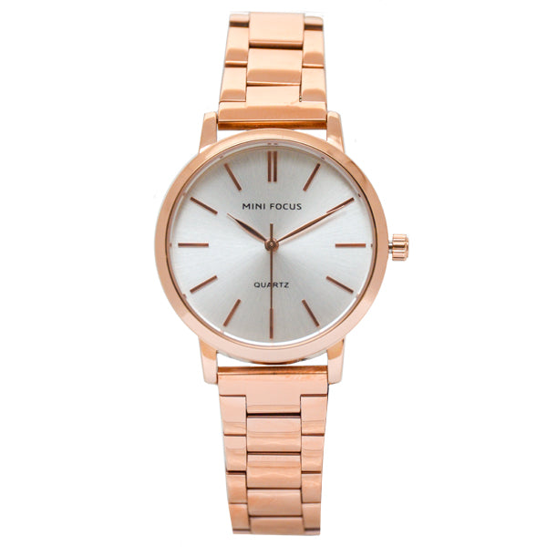 Mini Focus Rose Gold Stainless Steel Silver Dial Quartz Watch for Ladies - MF0307L-03