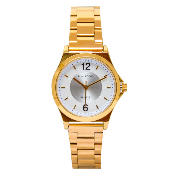 Mini Focus Gold Stainless Steel Silver Dial Quartz Watch for Ladies - MF0308L-02