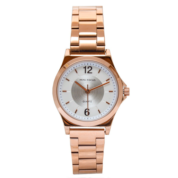 Mini Focus Rose Gold Stainless Steel Silver Dial Quartz Watch for Ladies - MF0308L-03