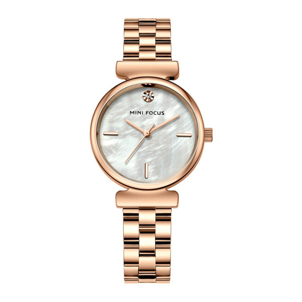 Mini Focus Rose Gold Stainless Steel Silver Dial Quartz Watch for Ladies - MF0309L-03