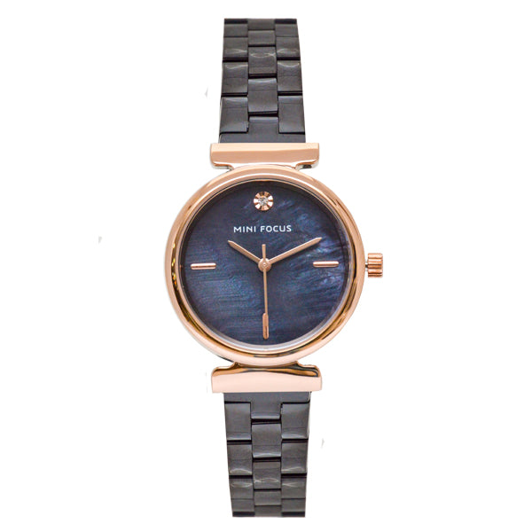 Mini Focus Black Stainless Steel Black Dial Quartz Watch for Ladies - MF0309L-05