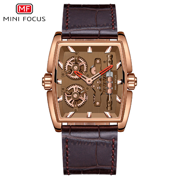 Mini Focus Brown Leather Strap Brown Dial Quartz Watch for Gents - MF0322G-02