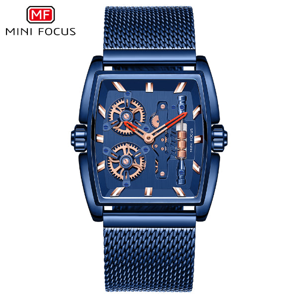 Mini Focus Blue Mesh Bracelet Blue Dial Quartz Watch for Gents - MF0322G-07