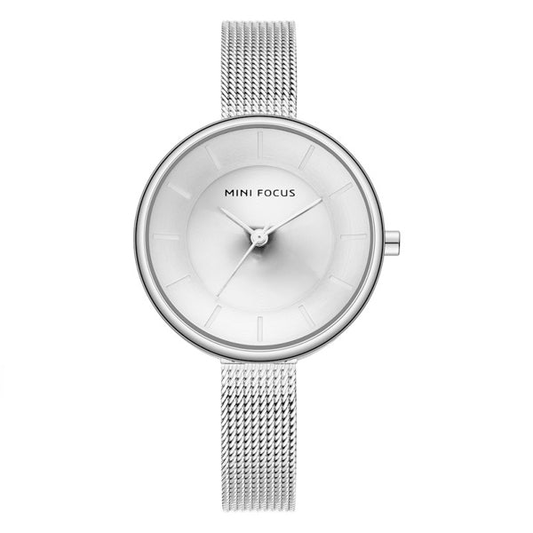 Mini Focus Silver Mesh Bracelet Silver Dial Quartz Watch for Ladies - MF0331L-01