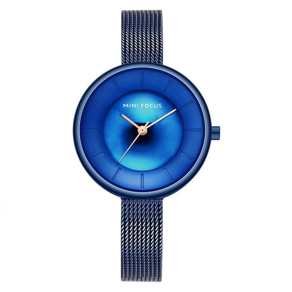 Mini Focus Blue Mesh Bracelet Blue Dial Quartz Watch for Ladies - MF0331L-04
