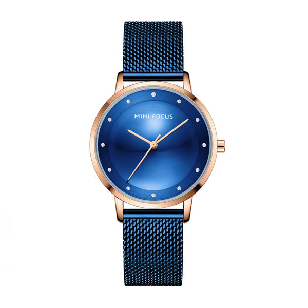 Mini Focus Blue Mesh Bracelet Blue Dial Quartz Watch for Ladies - MF0332L-04