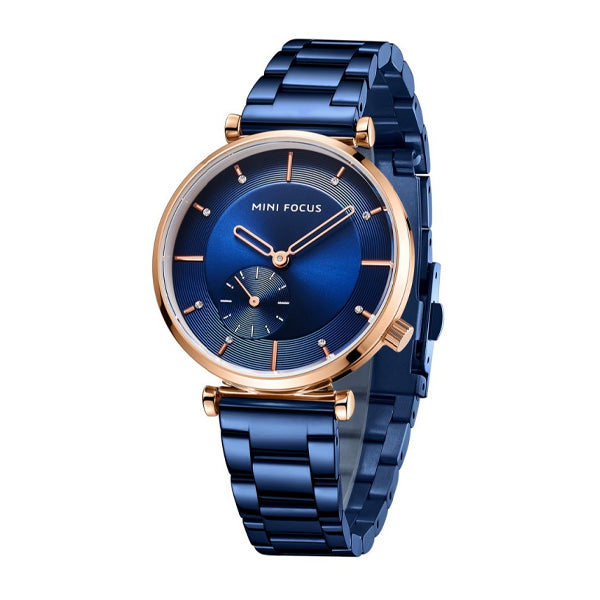 Mini Focus Blue Stainless Steel Blue Dial Quartz Watch for Ladies - MF0333L-04