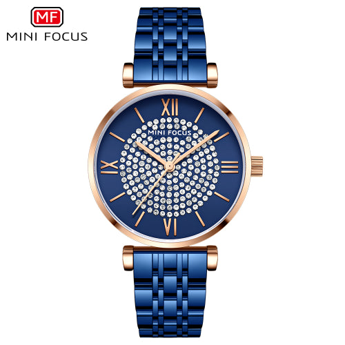 Mini Focus Blue Stainless Steel Blue Dial Quartz Watch for Ladies - MF0334L-04