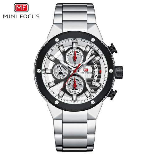 Mini Focus Silver Stainless Steel Silver Dial Chronograph Quartz Watch for Gents - MF0397G-01