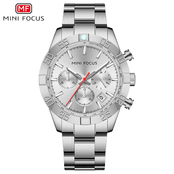 Mini Focus Silver Stainless Steel Silver Dial Chronograph Quartz Watch for Gents - MF0416G-01