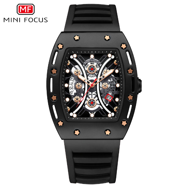 Mini Focus Black Silicone Strap Strap Black Dial Quartz Watch for Gents - MF0420G-04