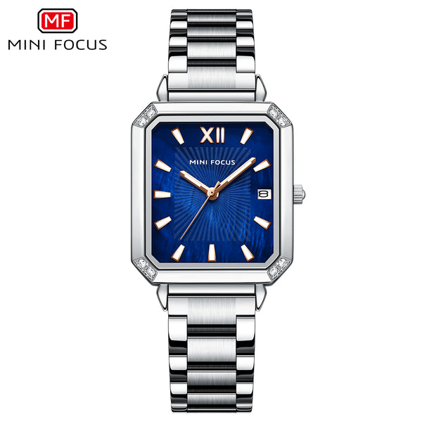 Mini Focus Silver Stainless Steel Blue Dial Quartz Watch for Ladies - MF0472L-05