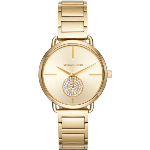 Michael Kors Portia Gold Stainless Steel Gold Dial Quartz Watch for Ladies - MK3639