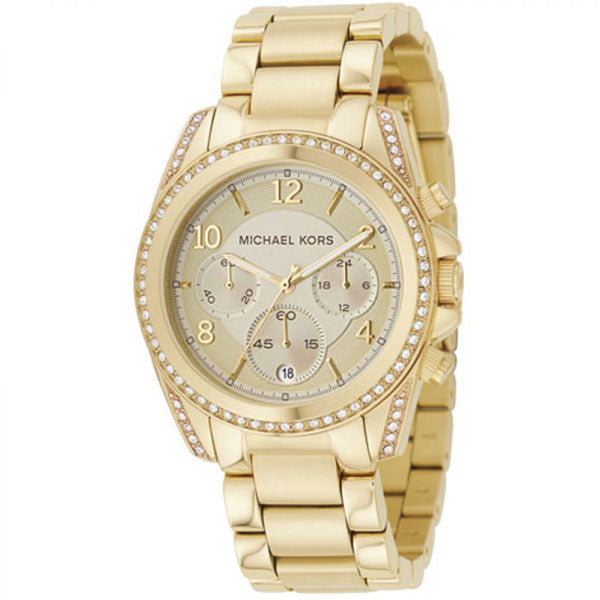 Michael Kors Blair Gold Stainless Steel Gold Dial Chronograph Quartz Watch for Ladies - MK-5166