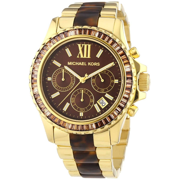 Michael Kors Everest Two-tone Stainless Steel Brown Dial Chronograph Quartz Watch for Gents - MK-5873