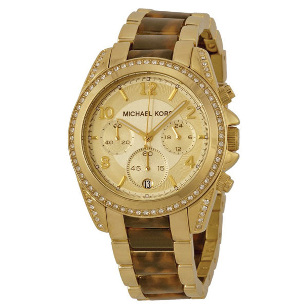 Michael Kors Blair Two-tone Stainless Steel Gold Dial Chronograph Quartz Watch for Ladies - MK-6094