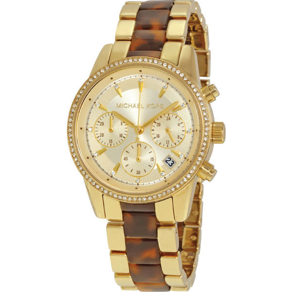 Michael Kors Ritz Two-Tone Stainless Steel Dial Chronograph Quartz Watch for Ladies - MK6322