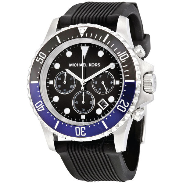 Michael Kors Everest Black Silicone Strap Black Dial Chronograph Quartz Watch for Gents - MK-8365