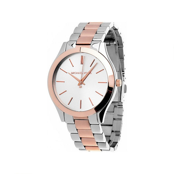 Michael Kors Slim Runway Two-tone Stainless Steel White Dial Quartz Watch for Ladies - MK-3204