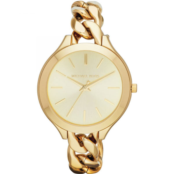 Michael Kors Runway Gold Stainless Steel Gold Dial Quartz Watch for Ladies - MK3222