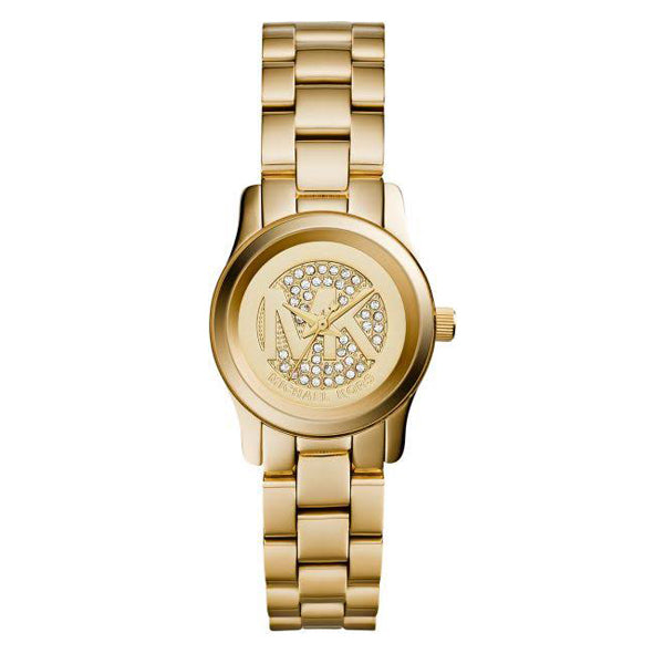 Michael Kors Petite Runway Gold Stainless Steel Gold Dial Quartz Watch for Ladies - MK-3304