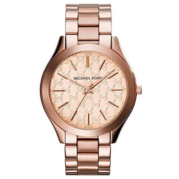 Michael Kors Slim Runway Rose Gold Stainless Steel Rose Gold Dial Quartz Watch for Ladies - MK-3336