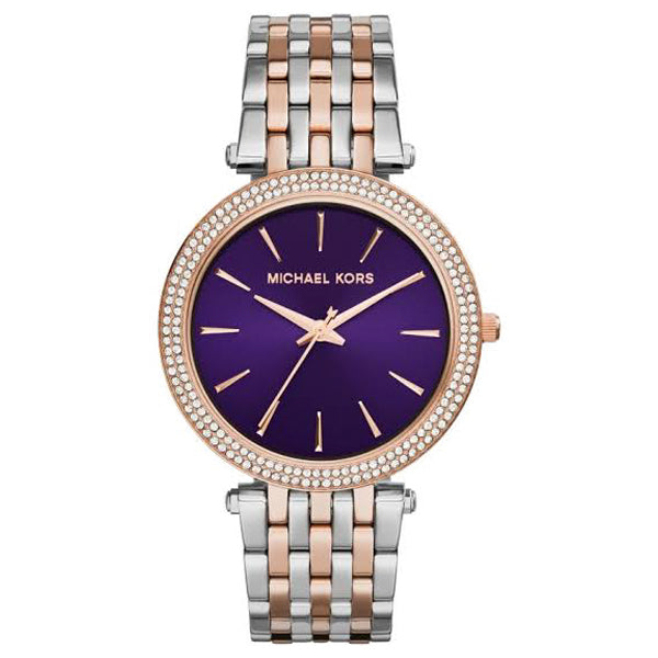 Michael Kors Darci Two-tone Stainless Steel Purple Dial Quartz Watch for Ladies - MK-3353