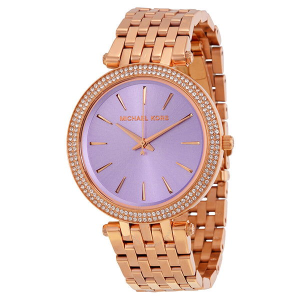 Michael Kors Darci Rose Gold Stainless Steel Purple Dial Quartz Watch for Ladies - MK-3400