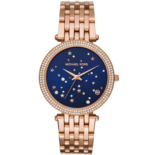 Michael Kors Darci Rose Gold Stainless Steel Blue Dial Quartz Watch for Ladies - MK3728