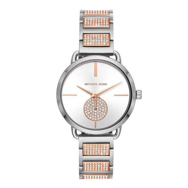 Michael Kors Portia Two-tone Stainless Steel Silver Dial Quartz Watch for Ladies - MK-4352