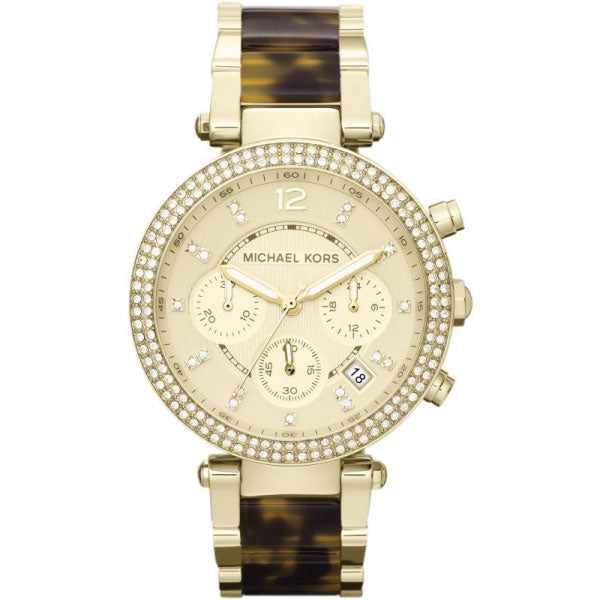 Michael Kors Parker Two-Tone Stainless Steel Gold Dial Chronograph Quartz Watch for Ladies - MK5688